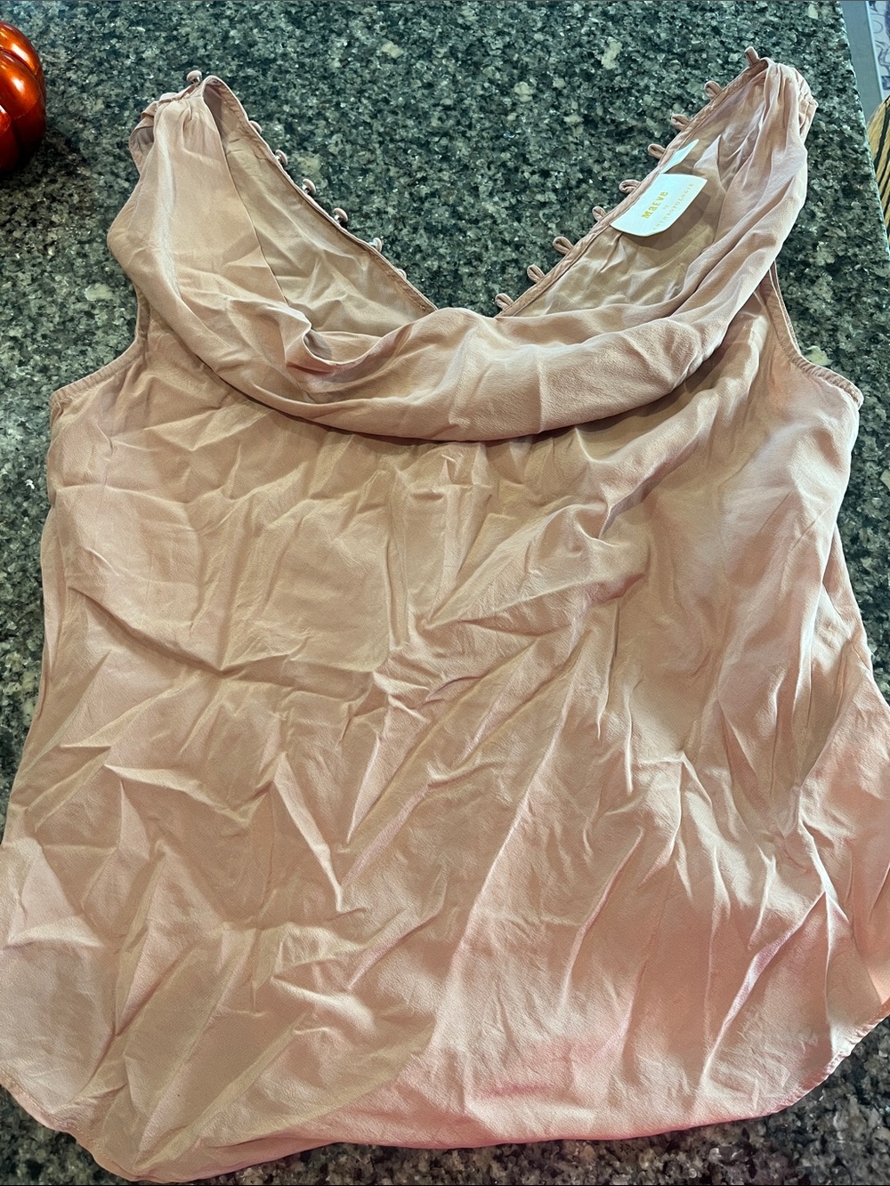 MAEVE by Anthropologie- Sleeveless Cowl Neck- button down back - Blush Pink